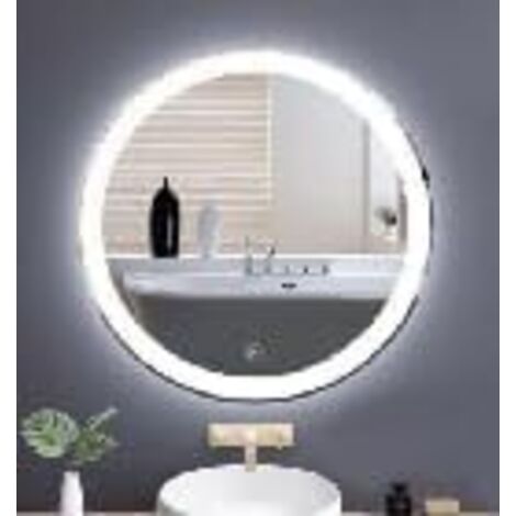 COSTWAY Specchio Rotondo LED con Luce da 60 cm, Specchio da Bagno da Parete con Luminosità Regolabile, Touch Intelligente, Funzione Memoria e Design Anti-Appannamento, per Ingresso (60 cm x 2,9 cm)