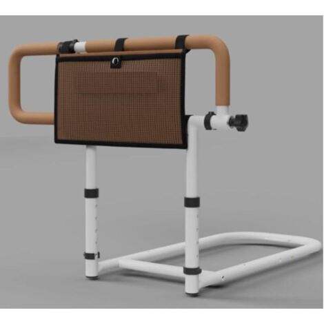 COSTWAY Sponda Letto Anziani Regolabile e Pieghevole,Altezza/Larghezza Aggiustabile,Base a U,Marrone