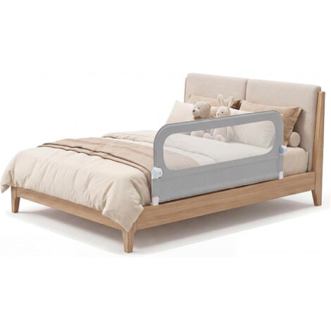 COSTWAY Sponda Letto per Bambini 120cm,Altezza Regolabile a 3 Livelli,Cinghia di Sicurezza，Grigio