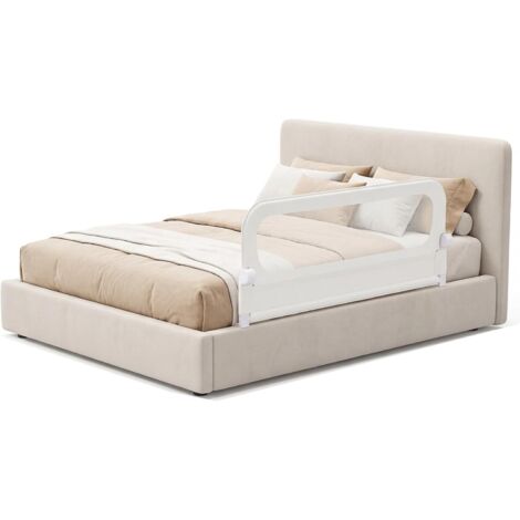 COSTWAY Sponda Letto per Bambini 150cm,Altezza Regolabile a 3 Livelli,Cinghia di Sicurezza，Bianco
