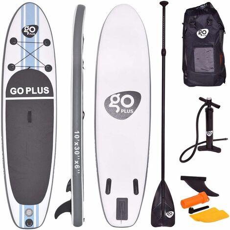 COSTWAY Stand Up Paddle Gonflable305x76x15cm avec Accessoires Pagaie,Pompe Haute PressionKit de Réparation,Leash, Aileron Amovible Sac de Transport
