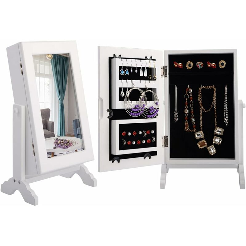 COSTWAY Standspiegel Schmuckschrank Schmuckregal Spiegelschrank