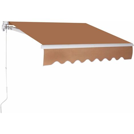 COSTWAY Store banne Auvent de terrasse rétractable manuel de 2,5 m X 2 m cadre en aluminium et manivelle Beige