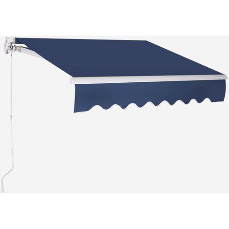 COSTWAY Store Banne de Balcon Rétractable 2,5 X 2M avec Tissu Résistant aux UV et à l'Eau,Cadre en Aluminium pour Terrasse bleu
