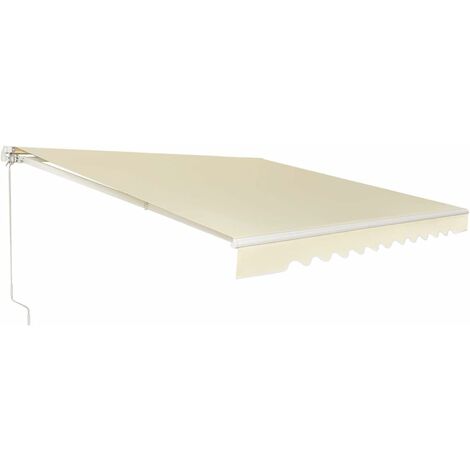 COSTWAY Store Banne de Balcon Rétractable 3,6 X 3M avec Tissu Résistant aux UV et à l'Eau, Cadre en Aluminium Angle Réglable 5-35°
