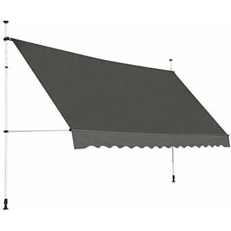 Costway – Store banne manuel rétractable 200 x 125 cm – Hauteur réglable 200-300 cm – Aluminium et tissu oxford imperméable – Protection UV pour balcon et terrasse