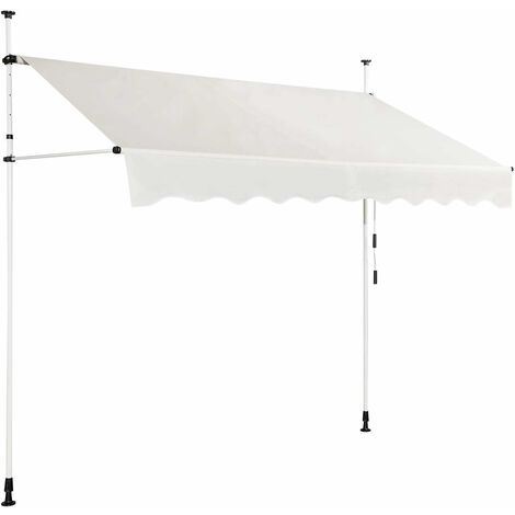 Costway – Store banne manuel rétractable 250 x 120 cm – Hauteur réglable 200-300 cm – Tissu Oxford anti-UV – Installation sans perçage