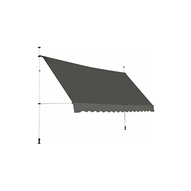 Store Banne Manuel Rétractable de 2 x 1,25M avec Manivelle Hauteur Réglable 200-300CM, Auvent de Terrasse en Aluminium Tissu Oxford Imperméable Anti