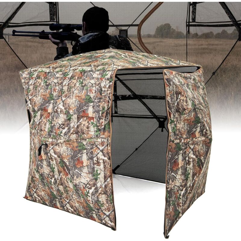 Store de Chasse Portable pour 2 à 3 Personnes, Tente de Chasse Pop-Up Vue Dégagée à 360° avec Sac de Transport Porte Entièrement Ouverte, Abri de