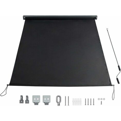 COSTWAY Store Enrouleur Occultant Grande Bloquement de la Lumière Kit de Montage Inclus 140x250 CM Écran d'Intimité Imperméable