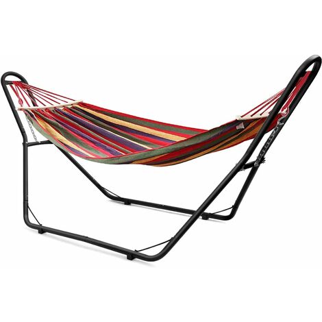 COSTWAY Support de Hamac en Métal Type-H Lit Suspendu Brésilien Capacité 200KG pour 2 Personnes Hauteur Ajustable(Hamac Non-inclus)