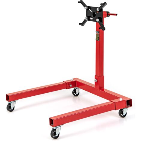 COSTWAY Support de Moteur Robuste avec Tête Rotative à 360° et 4 Bras Réglables, Support de Levage de Moteur avec roulettes Poignée Antidérapante, pour Garages Ateliers de Réparation (Charge 680 kg)