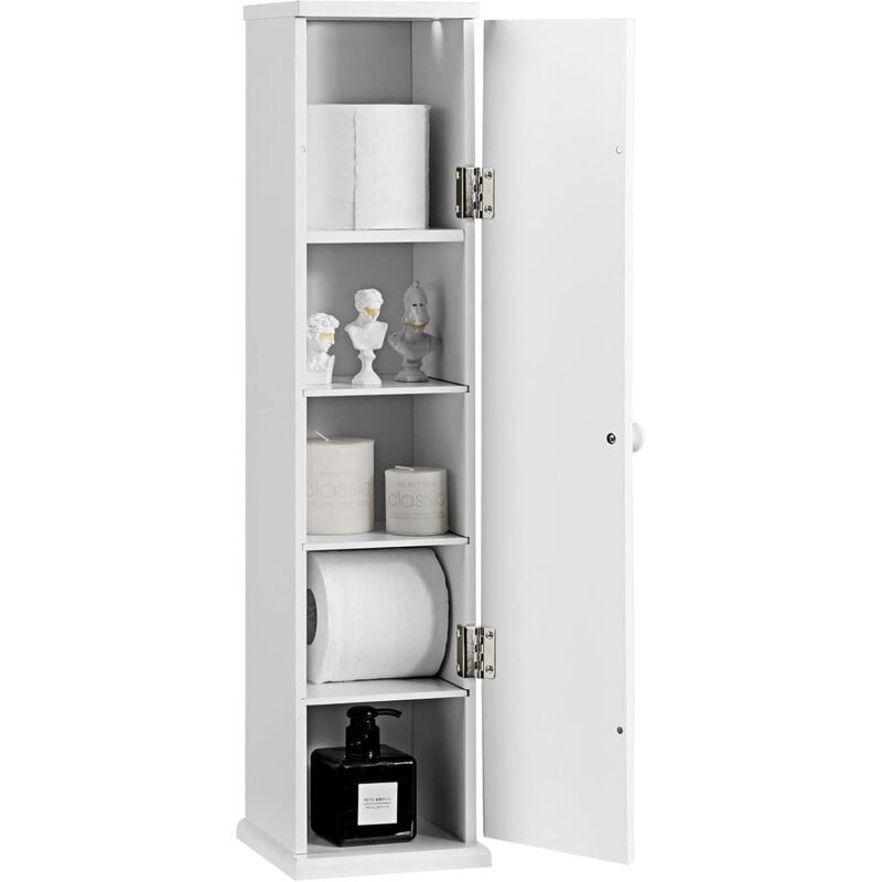 Support Papier Toilette Armoire Porte-papier sur Pied Capacité : Jusqu'à 5 Rouleaux Meuble Gain de Place pour Salle de Bain - Costway