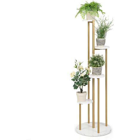 Costway – Support pour plantes d'intérieur 4 niveaux – Hauteur 122,5 cm – Structure en acier doré – Capacité 5 kg par niveau – Étagère décorative