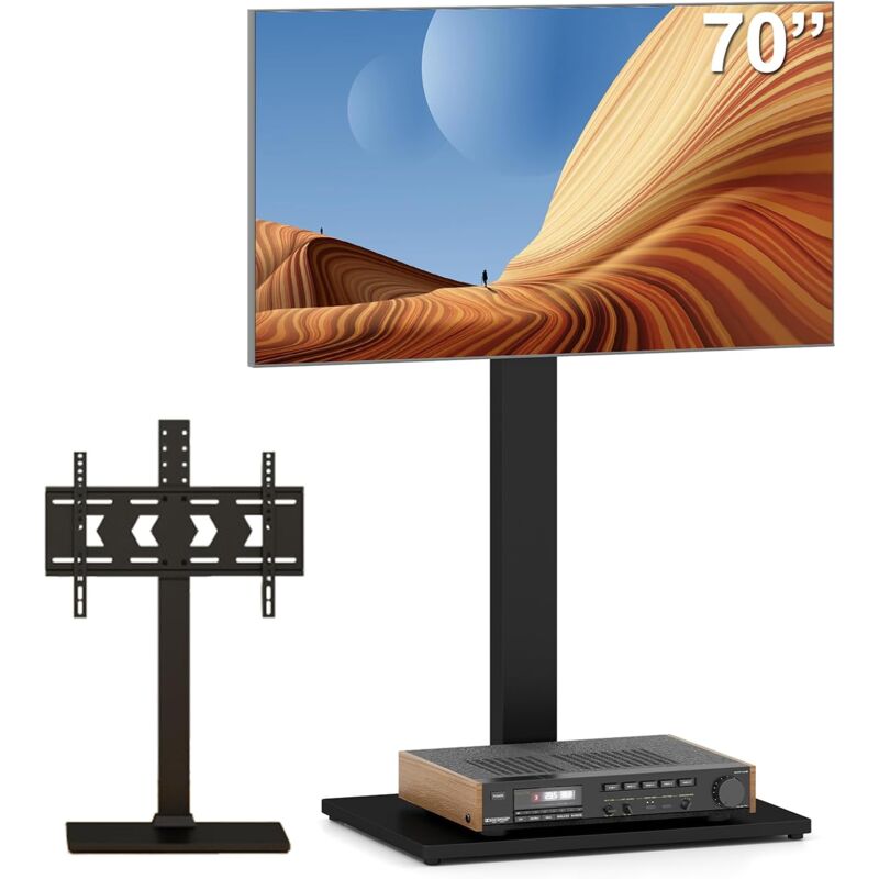 COSTWAY Support TV sur Pied, Pied TV Universel 70 Pouces Plasma LED LCD OLED Plats Incurvés, VESA Max 600 x 400 mm, 5 Hauteurs Réglables, Angle