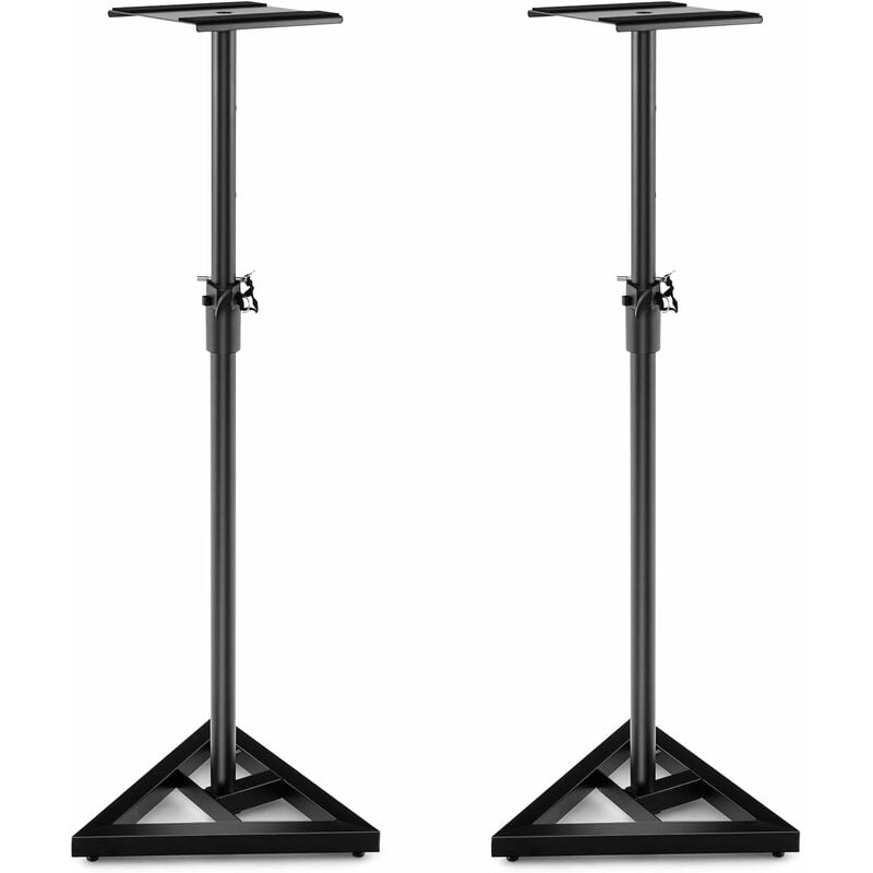 Costway - Supports pour Enceintes à Hauteur Réglable 97-157CM, Paire de Trépieds pour Studio avec Autocollants Antidérapants Grande Plate-Forme