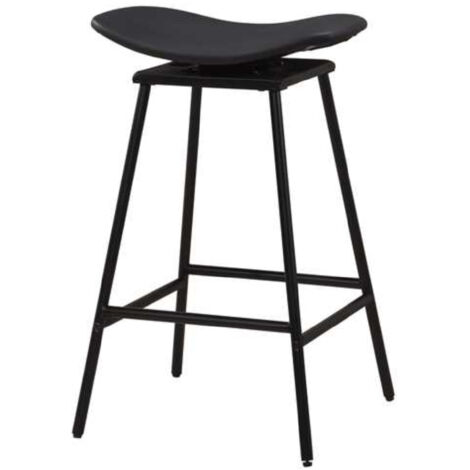 COSTWAY Swivel Barstools Set of 2 Faux Leather Upholstered Backless Bar-Black