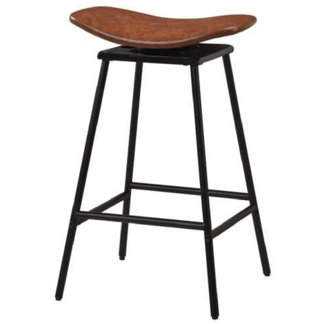 COSTWAY Swivel Barstools Set of 2 Faux Leather Upholstered Backless Bar-Brown
