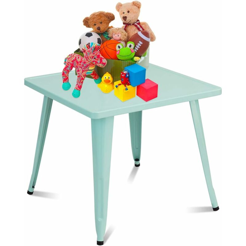 Costway - Table Carrée pour Enfant en Aicer avec Coins Arrondis et Surface Lisse pour Travailler, Manger, Jouer Bleu