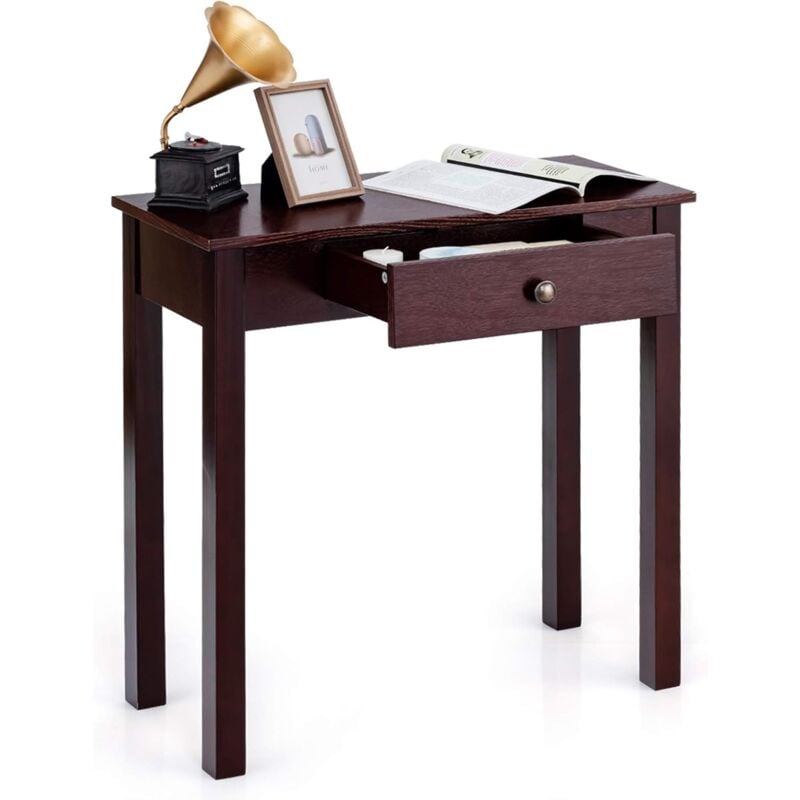 Table Console avec Tiroir, Table de Chevet avec Pieds en Bois Massif, Table d'Appoint pour Salon, Salle de Bain, Couloir, Petite Table d'Entrée,