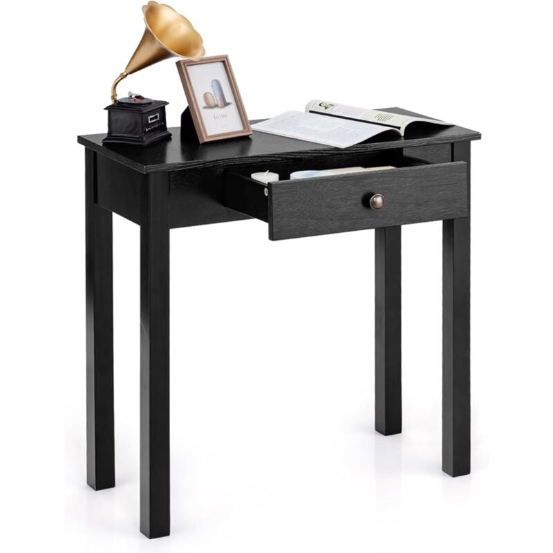 Costway - Table Console avec Tiroir, Table de Chevet avec Pieds en Bois Massif, Table d'Appoint pour Salon, Salle de Bain, Couloir, Petite Table