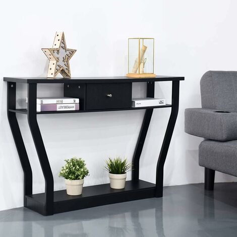 Costway – Table console MDF avec tiroir et 3 compartiments – Dimensions 120x30x81cm – Surface résistante à l'usure – Pour couloir, salon, entrée
