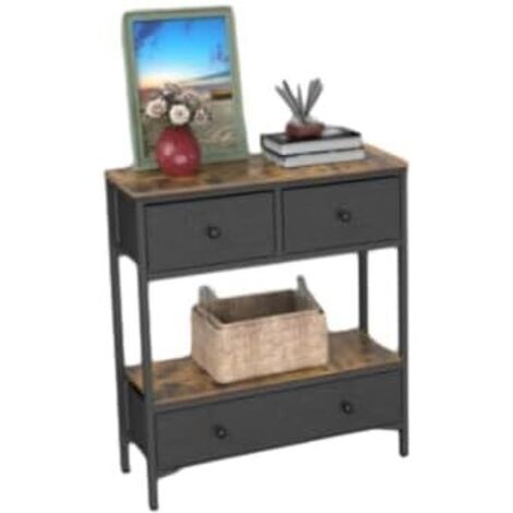 COSTWAY Table console, table dentrée avec 3 tiroirs et compartiment de rangement ouvert, table basse pour salon, couloir et entrée, hall dentrée, table dappoint étroite 80 x 30 x 85,5 cm