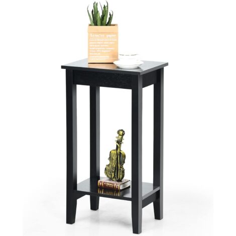 COSTWAY Table d'Appoint, Bout de Canapé avec Pieds en Bois Massif, 40,5 x 29 x 73,5 CM, pour Salon/Chambre/Bureau Noir
