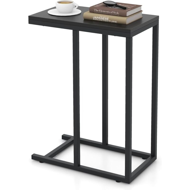 Costway - Table dAppoint, Bout de Canape en Forme c, Gueridon pour Canapé, Cadre en Métal, Petite Table Basse Salon, Table Étroite pour Chambre, 45,5