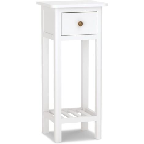 COSTWAY Table d'Appoint, Bouts de Canapé avec Tiroir et Étagère, Aucun Assemblage, Petite Table Haute Étroite pour Chambre, Salon, Entrée, Kit Anti-basculement Inclus, 35 x 30 x 80 cm (Blanc)