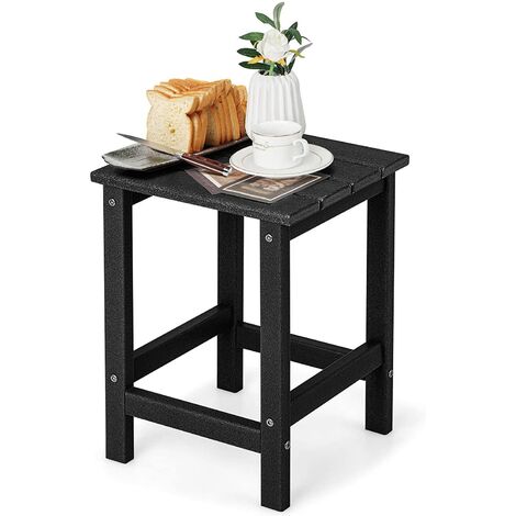 COSTWAY Table d’Appoint Extérieure en HDPE Résistante aux Intempéries Charge 100KG, Table Basse de Jardin Carrée Design Adirondack, pour Patio Terrasse Cour 36 x 36 x 47 cm, Noir
