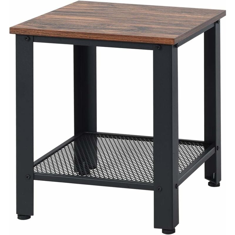 Table d'Appoint Industrielle Table de Chevet Bout de Canapé 2 Couches pour Salon,Chambre,Balcon 40 x 40 x 45,5CM Noir - Costway