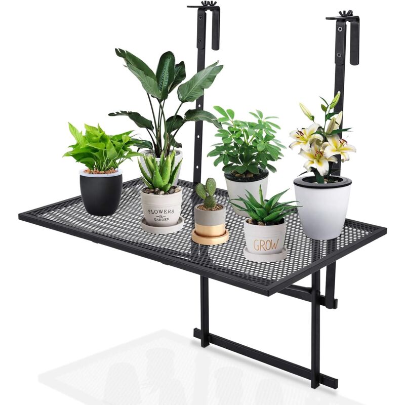 Costway – Table de balcon suspendue rabattable – Hauteur réglable 61,5 à 82,5 cm – Charge max. 20 kg – Structure triangulaire stable – Anti-rouille