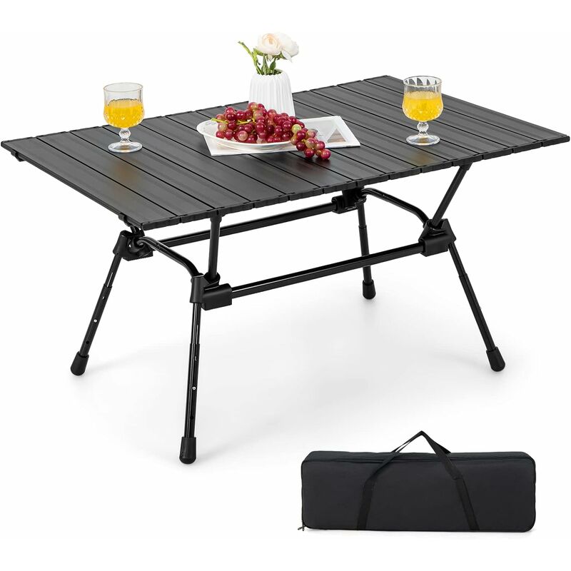 ML-Design Table de Camping Pliante Noir, 180 x 74 x 74 cm, en Plastique  HDPE , 6 Personnes, Intérieur/Extérieur, avec Poignée de Transport, Table  de Buffet Table de Fête pour Jardin Terrasse Balcon