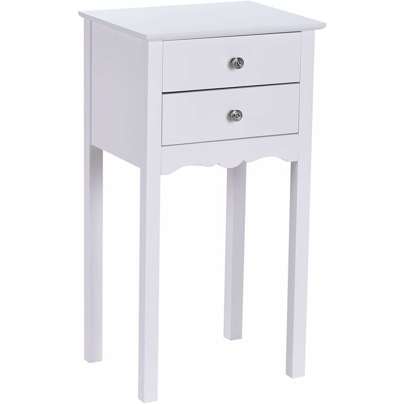 Costway - Table de Chevet avec 2 Tiroirs et Dispositif Anti-basculement, 40 x 32 x 75 cm, pour Chambre/Salon/Entrée/Couloir, Blanc