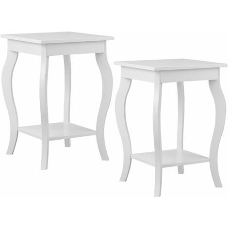 COSTWAY Table de Chevet, Bout de Canapé Carré avec Patins Antidérapants, Table d'Appoint pour Chambre, Salon, 40 x 40 x 60 cm (Blanc, Lot de 2)