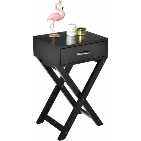 COSTWAY Table de Chevet, Table d'Appoint Moderne, avec Tiroir de Rangement, pour Salon, Chambre, 40 x 33 x 66 cm Noir