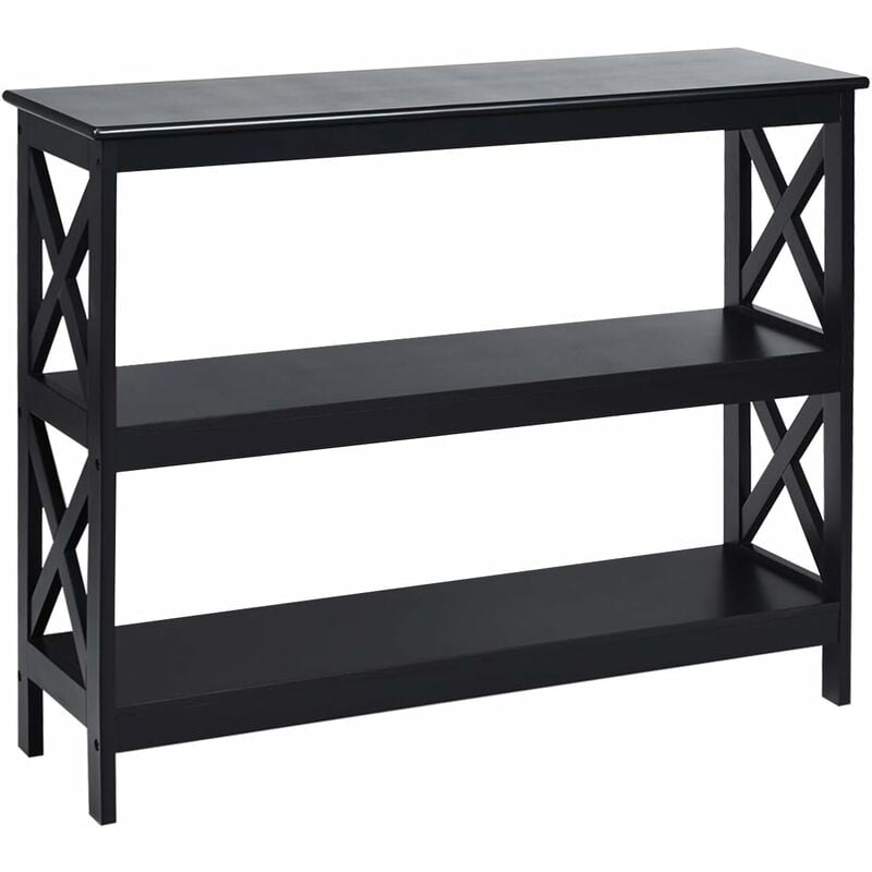 COSTWAY Table de Console à 2 Étagère 100 x 33 x 80 CM Bout de Canapé Style Industriel pour Salon, Entrée, Noir