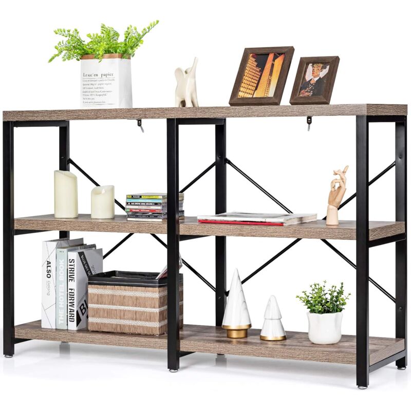 Costway - Table de Console à 3 Niveaux Large 120 CM, Style Industriel Table de canapé Strcucture en X robuste pour Salon, Couloir