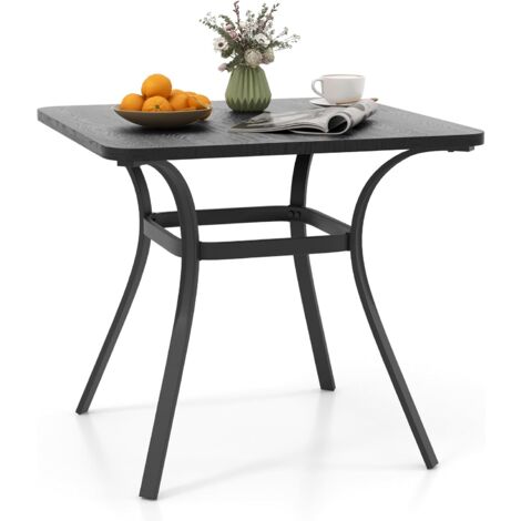 COSTWAY Table de Salle à Manger de Patio en Métal 80 x 80 CM, Table d'Appoint Carrée avec 4 Pieds Incurvés, Table d'Extérieur pour 4 Personnes, pour Cour Jardin Bord de Piscine, Gris