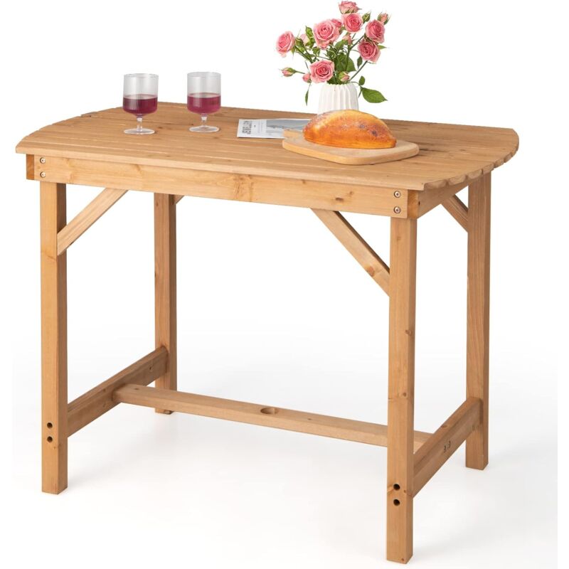 Table de Salle à Manger Extérieure en Bois de Sapin, Table de Jardin avec Trou de Parapluie de 4CM pour 4-6 Personnes, pour Pelouse Jardin Intérieur