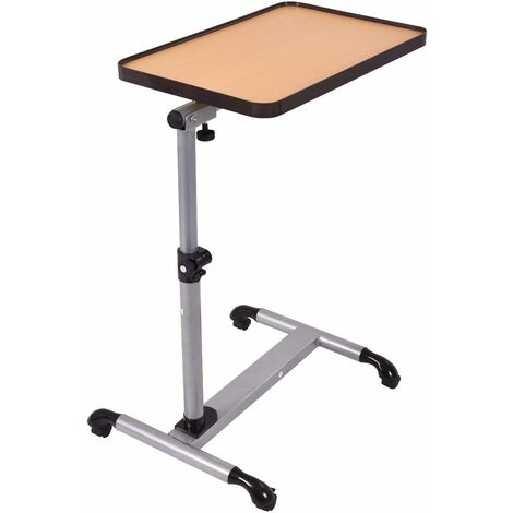 COSTWAY Table d’ordinateur Portable Table de lit hauteur / angle réglable à roulettes
