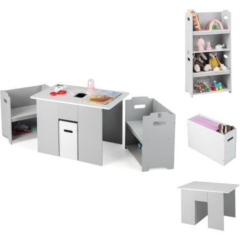 Costway – Table enfant 4 en 1 avec 2 chaises – Banc de rangement amovible – Coins arrondis – Charge 90kg – Pour enfants 3 ans et plus
