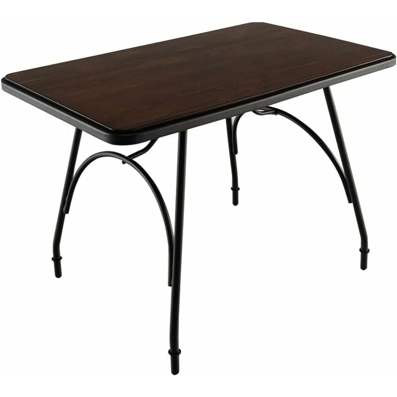 Table à Manger/Table de Cuisine Rectangulaire, avec Structure en Métal, pour Cuisine, Coin Repas, Restaurant, Marron - Costway