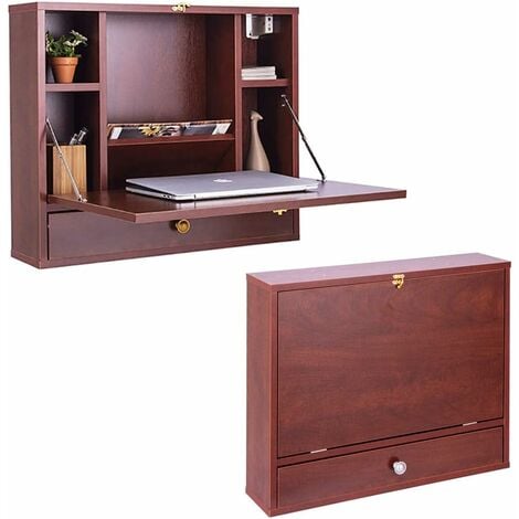 VCM Bureau suspendu pliable en bois Bureau mural Bureau d'ordinateur Tiroir  Wandila Bureau suspendu pliable en bois Bureau mural Bureau d'ordinateur  Tiroir Wandila