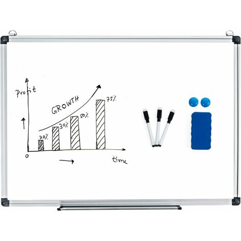 COSTWAY Tableau blanc magnétique inscriptible effaçable 60 x 40cm animants gomme
