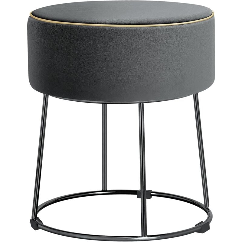 Tabouret Coiffeuse Rond, Pouf Coiffeuse en Velours, Siège Coiffeuse Rembourré, Pouf Tabouret, Base en Métal, Coussinets Antidérapants, pour Salon,