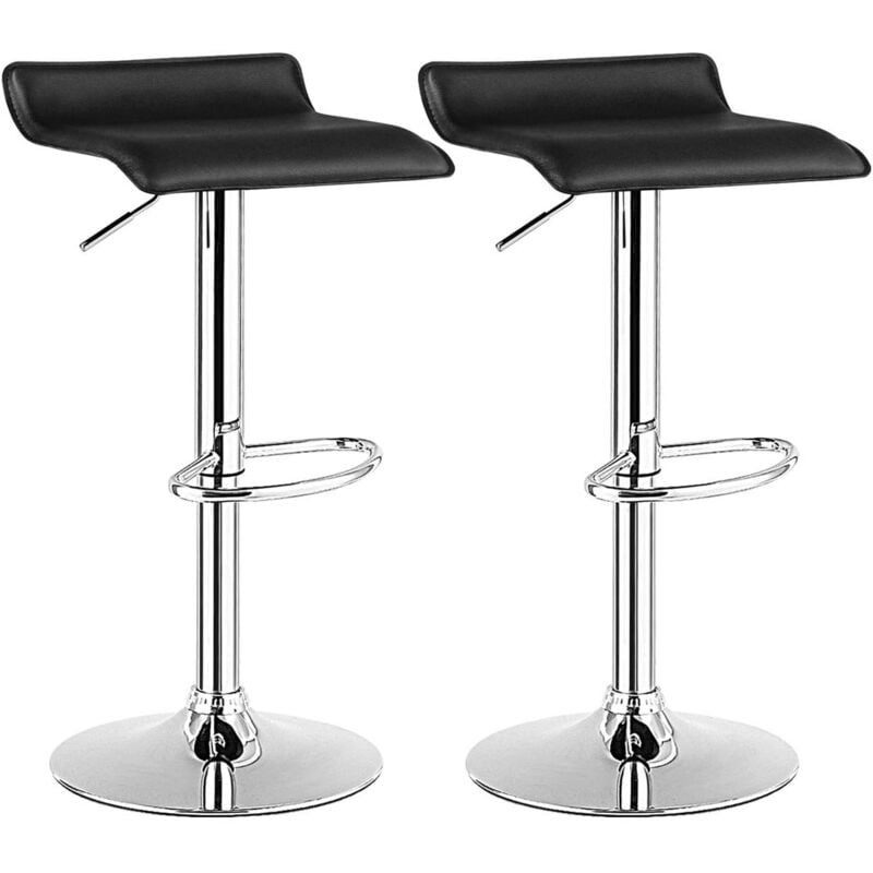 COSTWAY Tabouret de Bar, Chaise Bar Lot de 2, Hauteur Réglable, Chaise Bar Cuisine en Cuir PU, Rotatif sur 360°, Repose-Pieds, Cadre en Acier,
