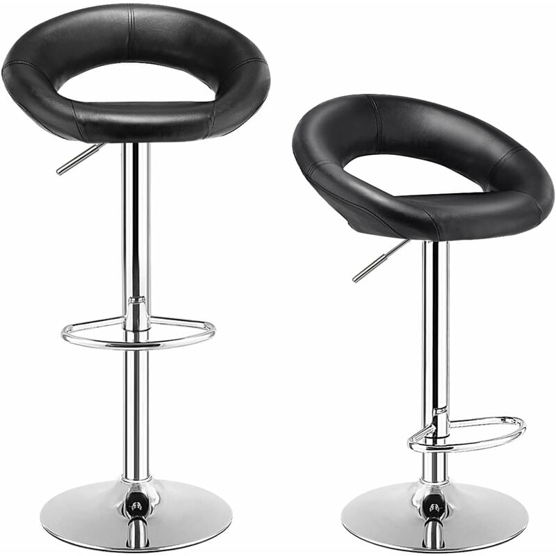 Costway - Tabouret de Bar Lot de 2, Chaise de Bar Pivotante avec Repose-pieds, Hauteur Réglable 77-98 cm, Chaise Bar Cuisine en Similicuir Moderne,