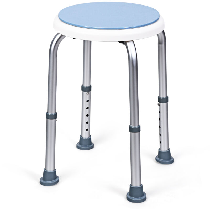 Tabouret de Douche Pivotant à 360° Hauteur Réglable 37,5-50,5 CM avec Pieds Antidérapantes, Siège de Douche Rond pour Femmes Enceint, Personnes âgées